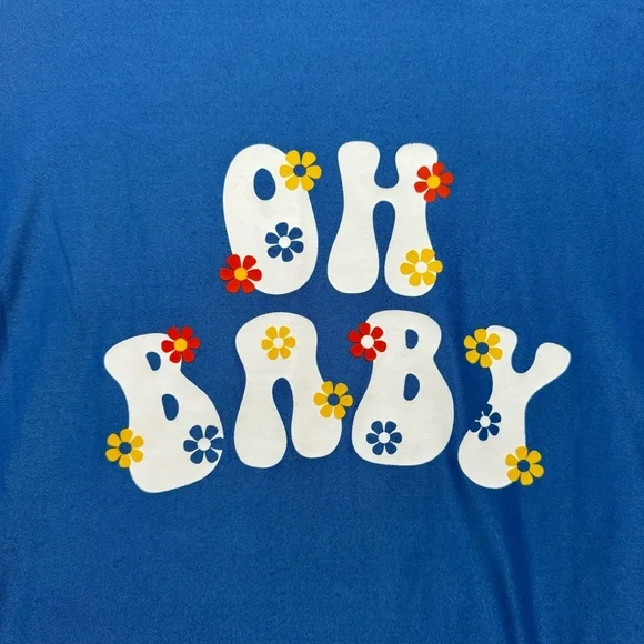 ✨ Time & Tru Blue Oh Baby 70s Floral Soft Maternity Shirt - Picture 4 of 7